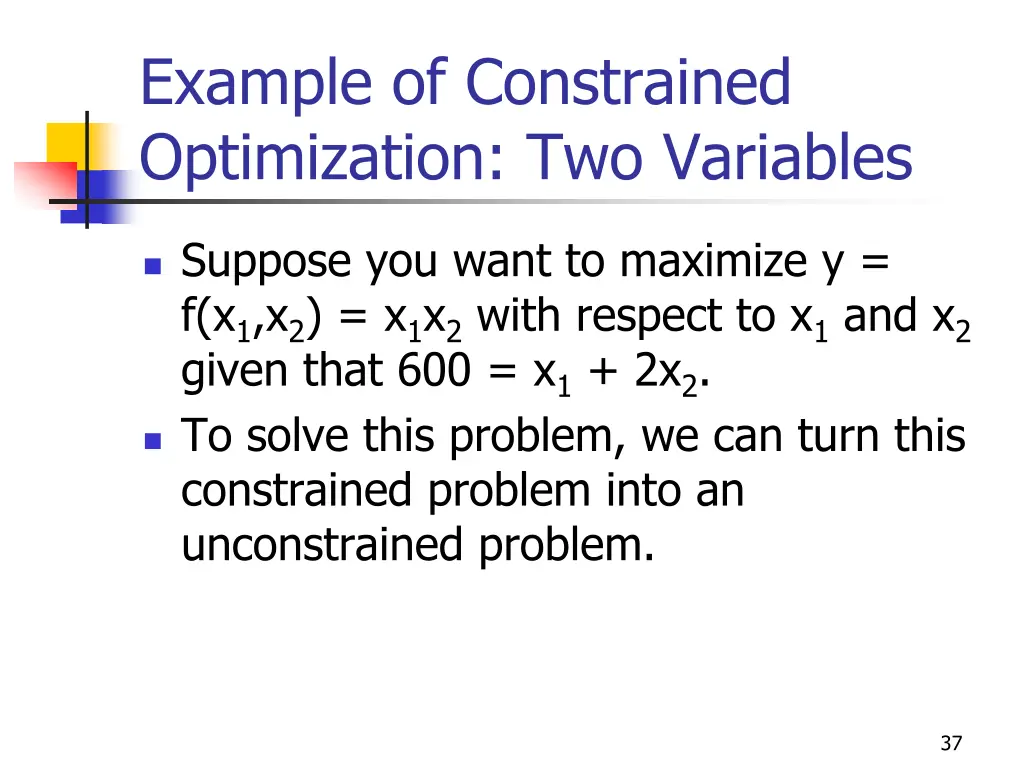 example of constrained optimization two variables
