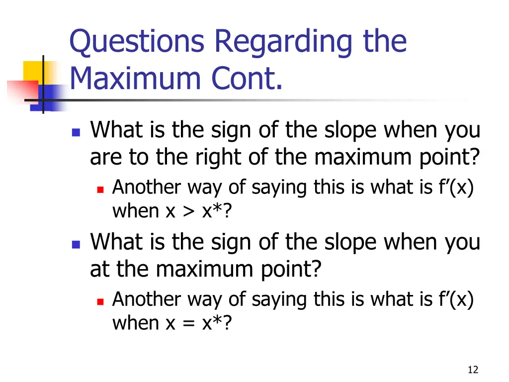 questions regarding the maximum cont