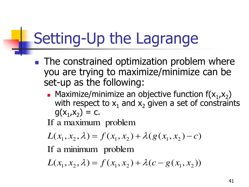 setting up the lagrange