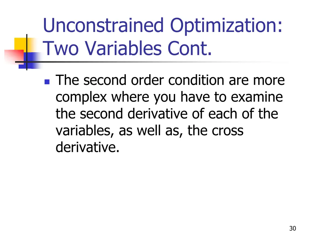 unconstrained optimization two variables cont