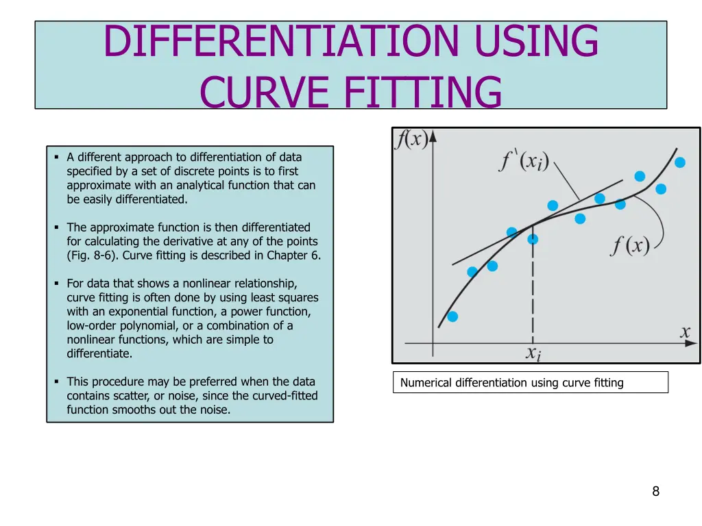differentiation using curve fitting