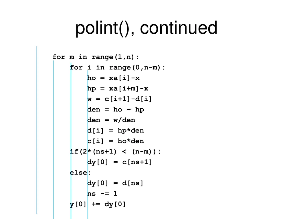polint continued