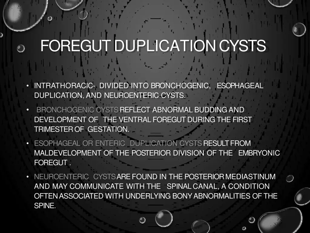 foregut duplication cysts