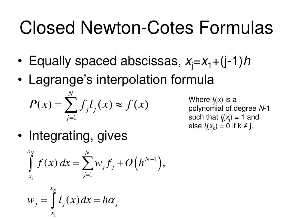 closed newton cotes formulas