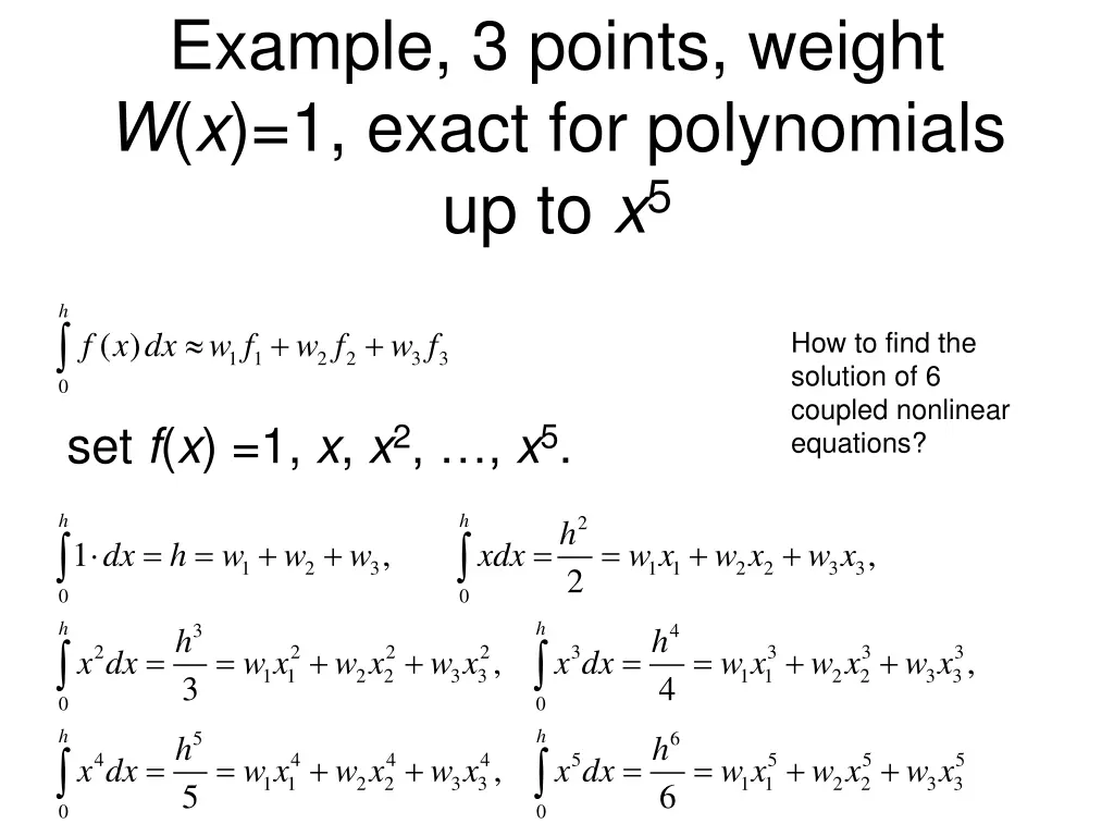 example 3 points weight w x 1 exact