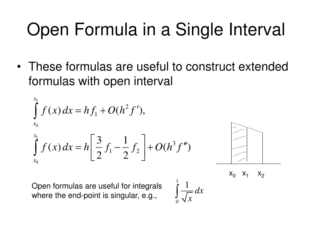 open formula in a single interval