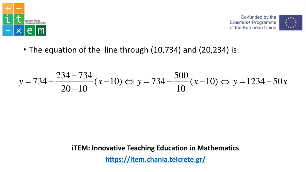 the equation of the line through