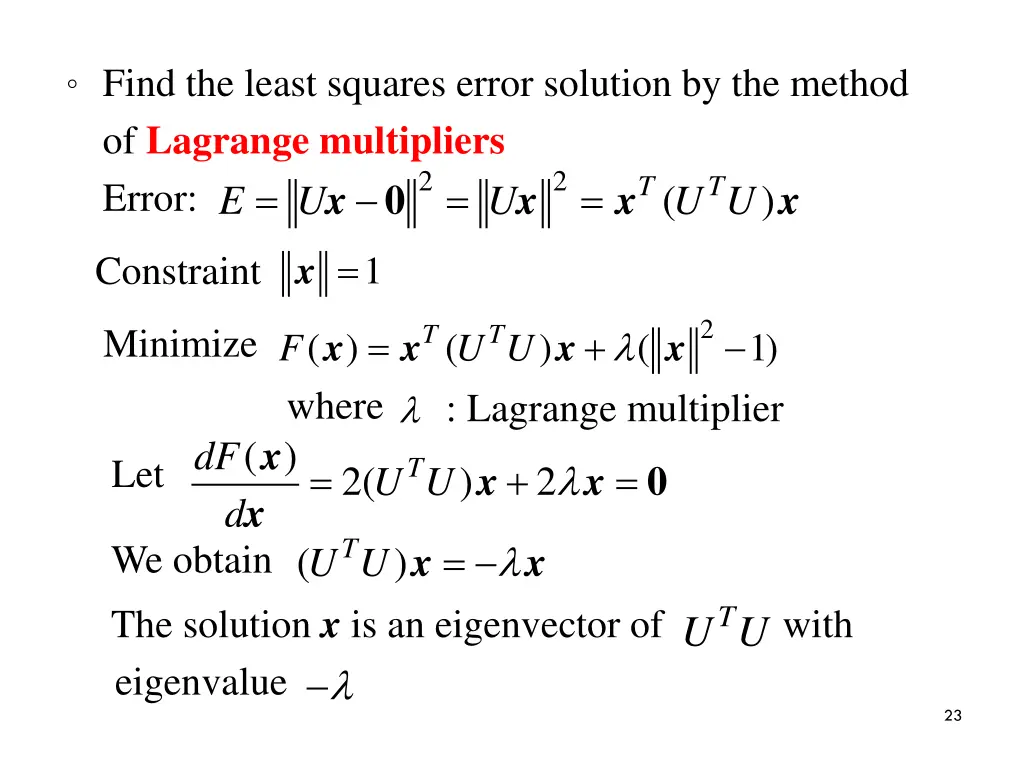 find the least squares error solution