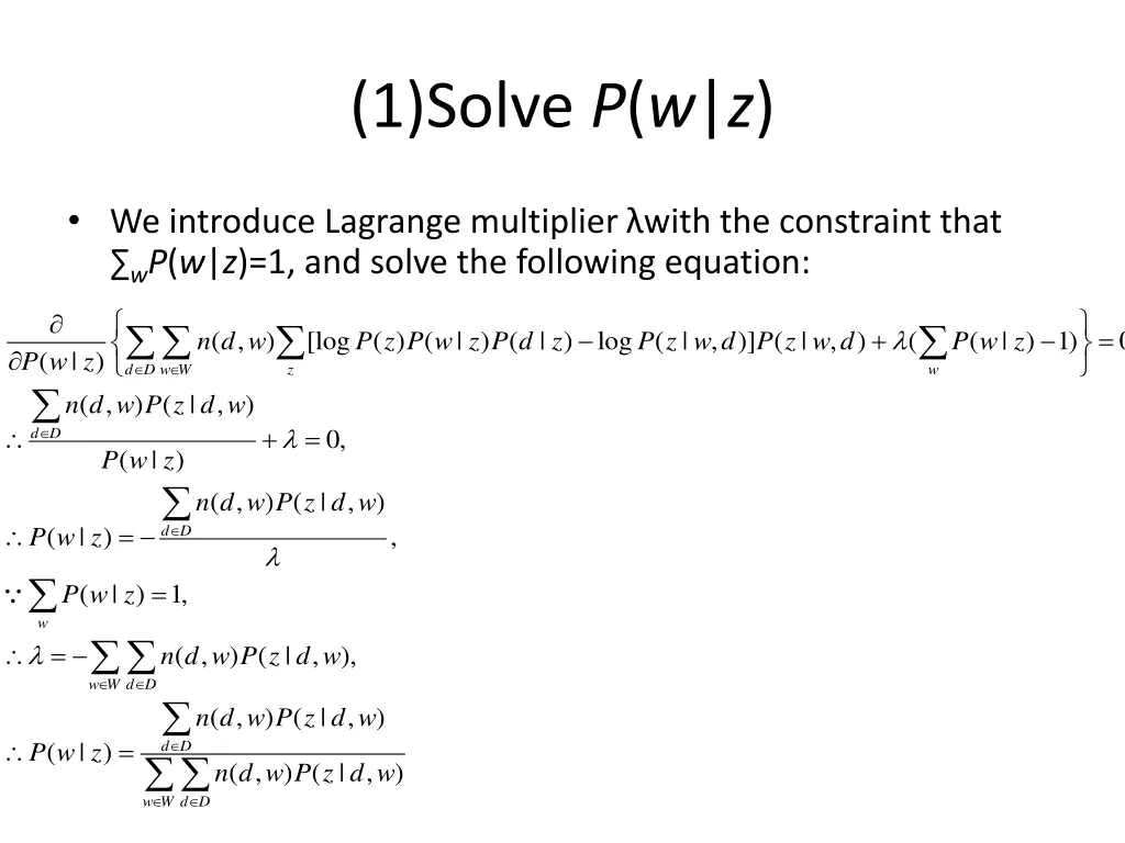 1 solve p w z