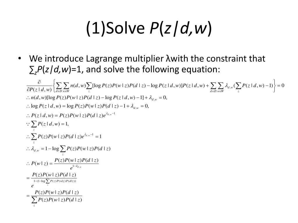 1 solve p z d w