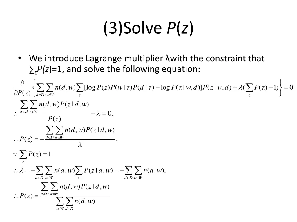 3 solve p z