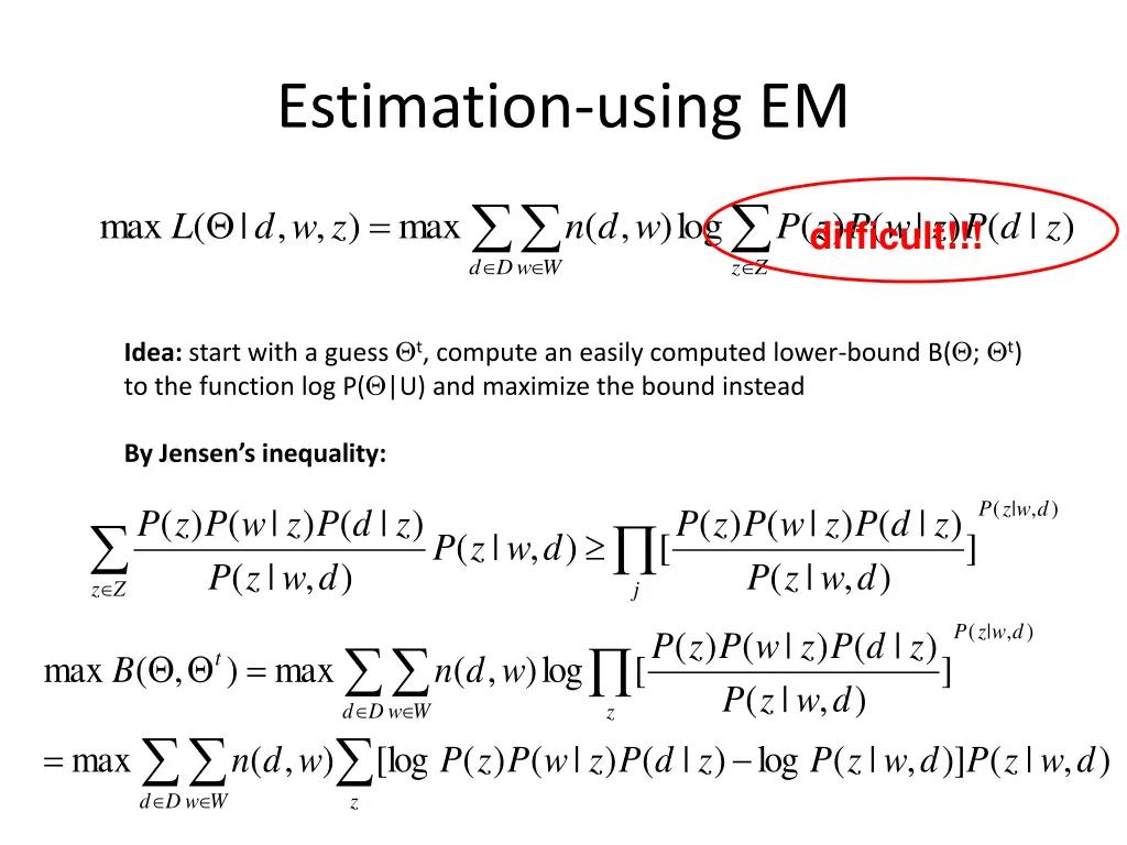 estimation using em