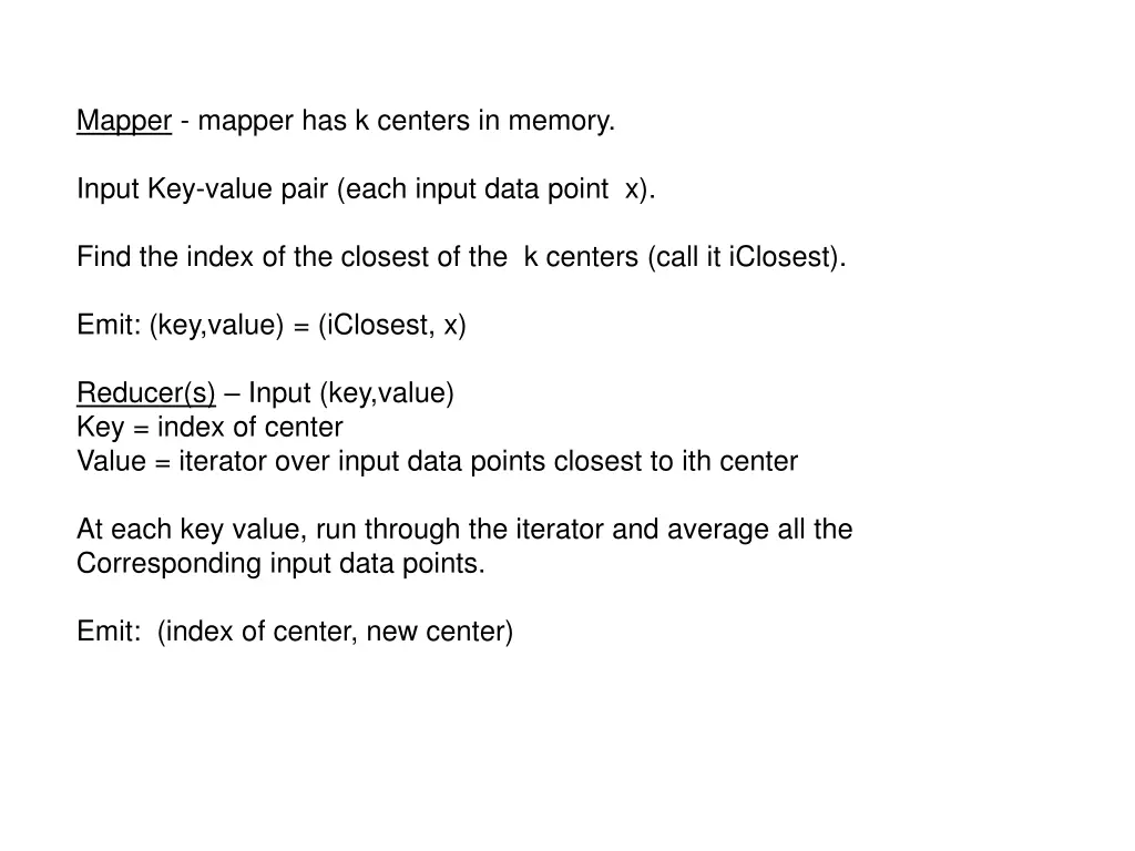 mapper mapper has k centers in memory