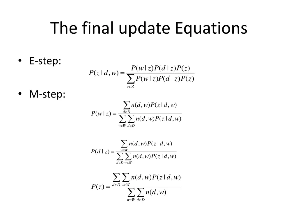 the final update equations