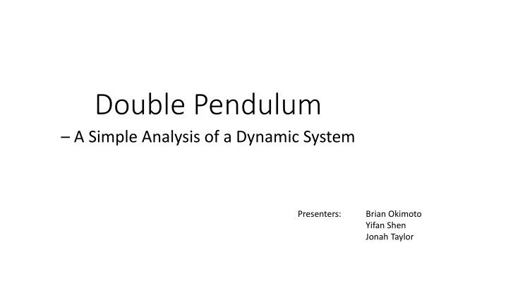 double pendulum a simple analysis of a dynamic