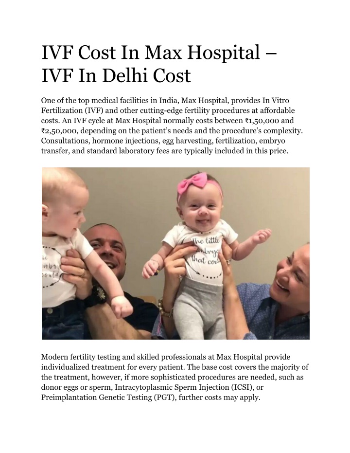 ivf cost in max hospital ivf in delhi cost