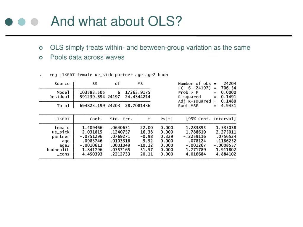 and what about ols
