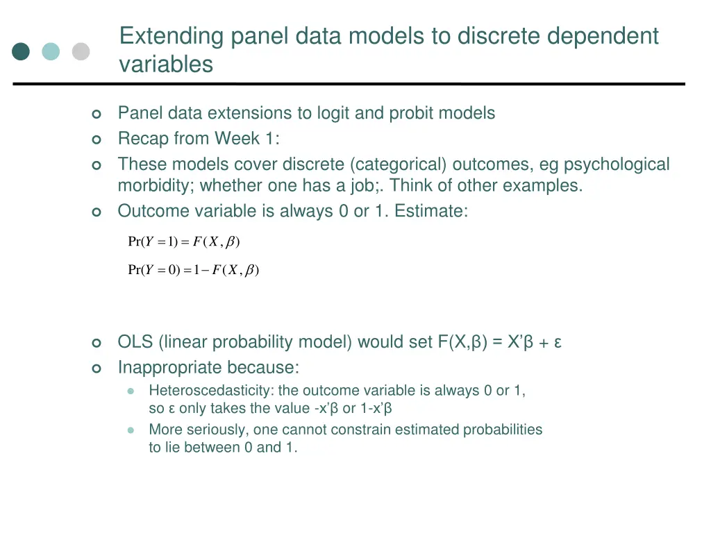 extending panel data models to discrete dependent
