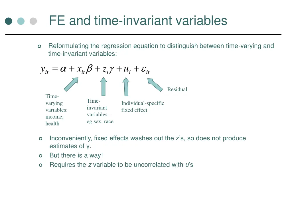 fe and time invariant variables