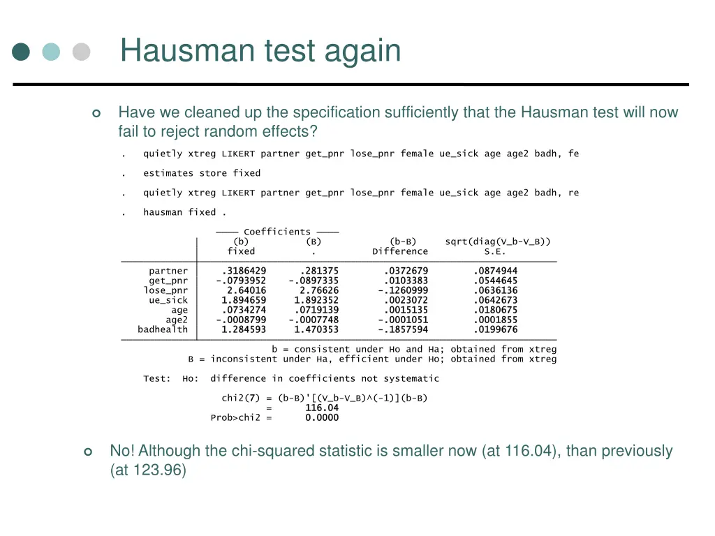 hausman test again