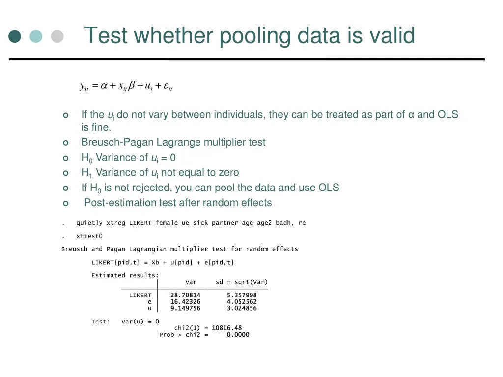 test whether pooling data is valid