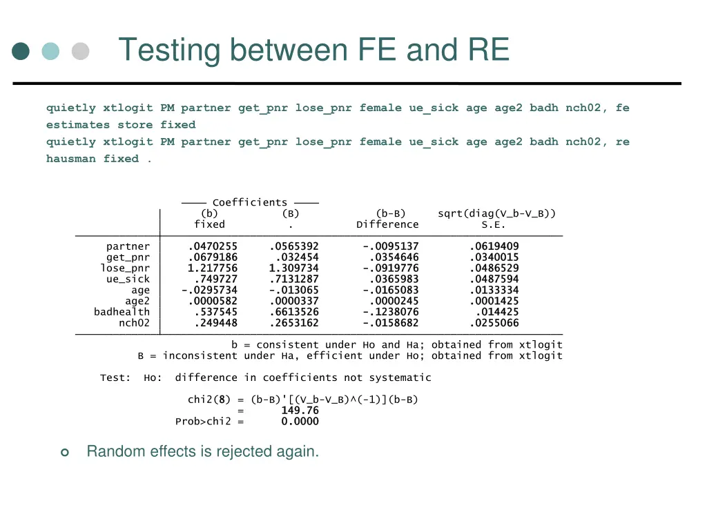 testing between fe and re 1