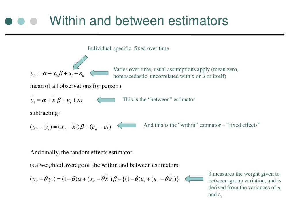 within and between estimators