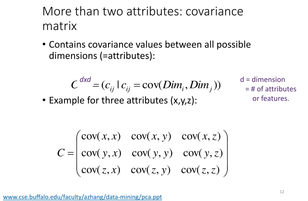 more than two attributes covariance matrix