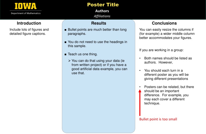 poster title authors affiliations