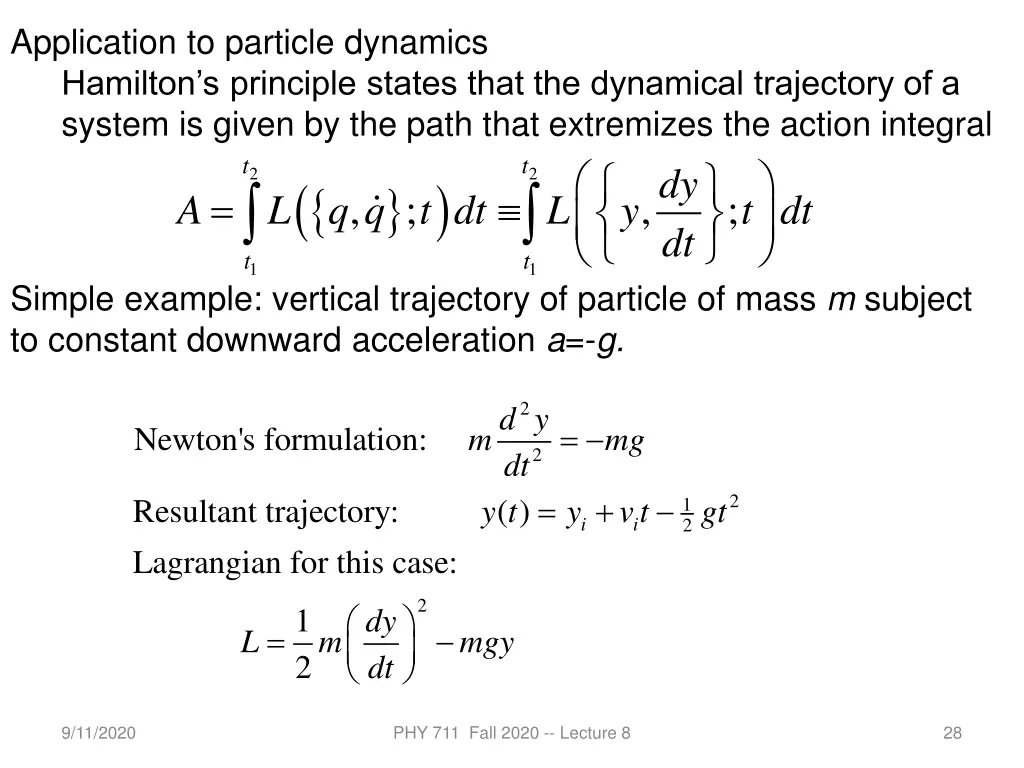 application to particle dynamics hamilton