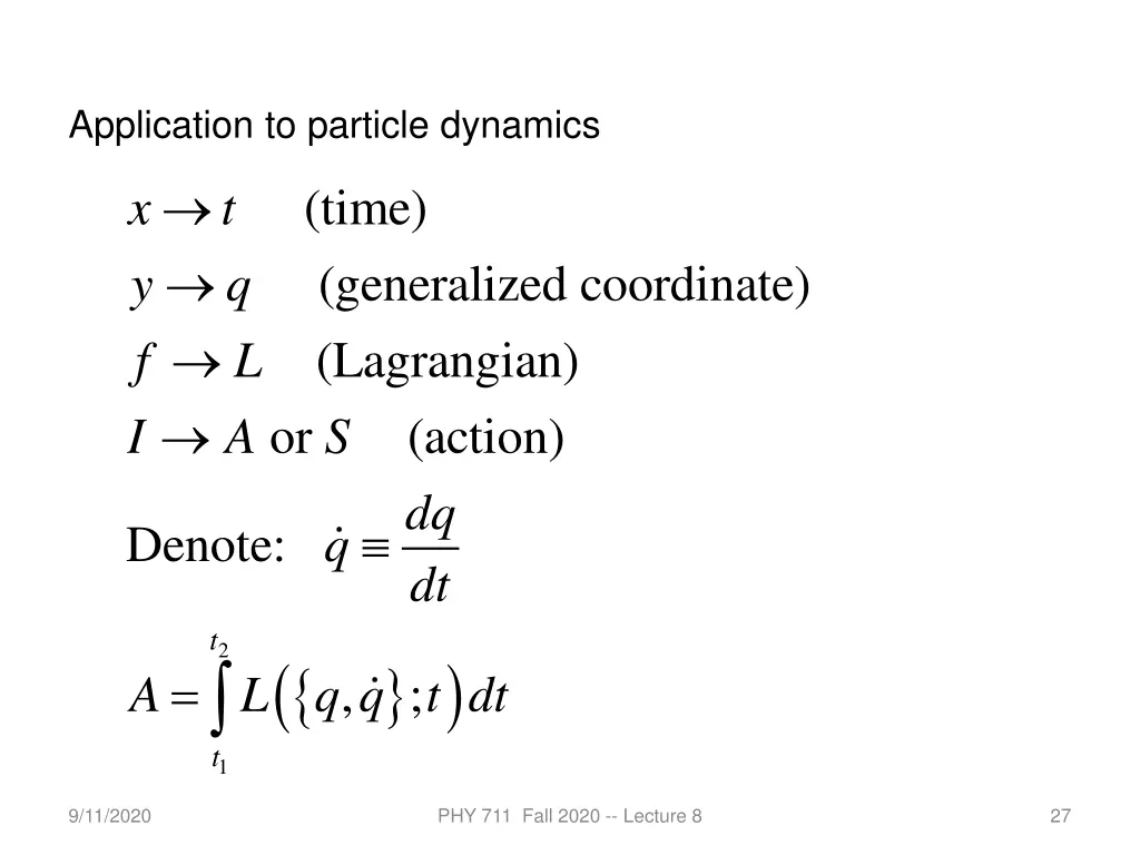 application to particle dynamics