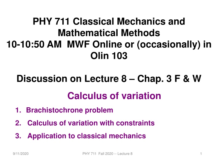 phy 711 classical mechanics and mathematical