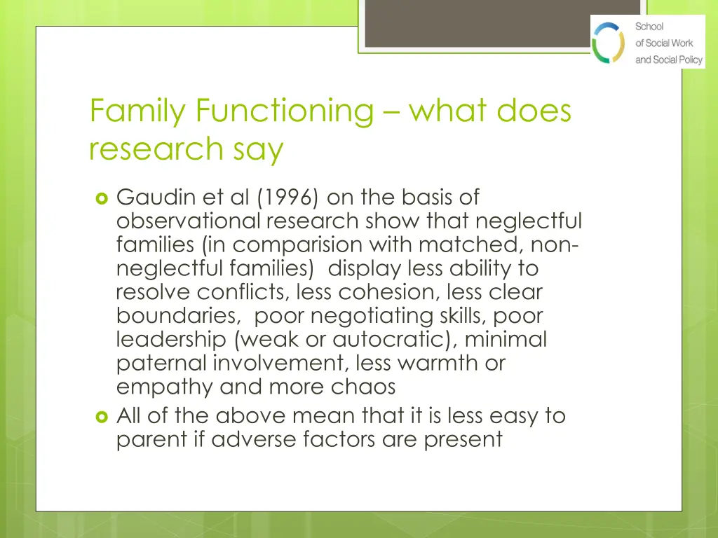 family functioning what does research say
