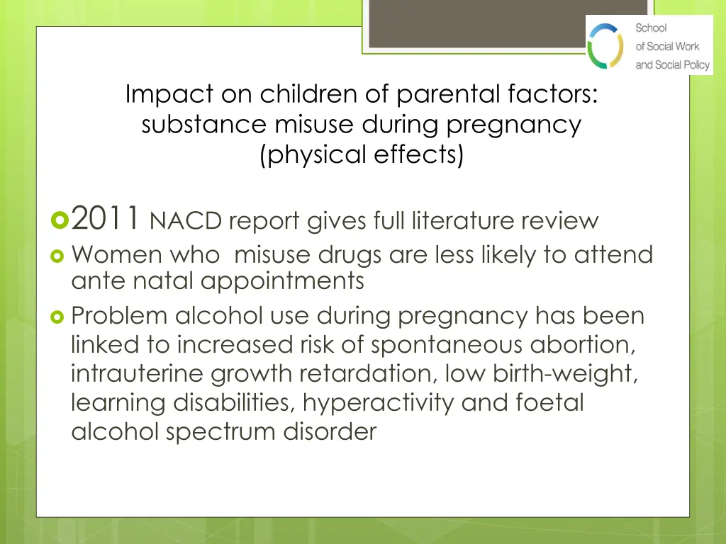 impact on children of parental factors substance