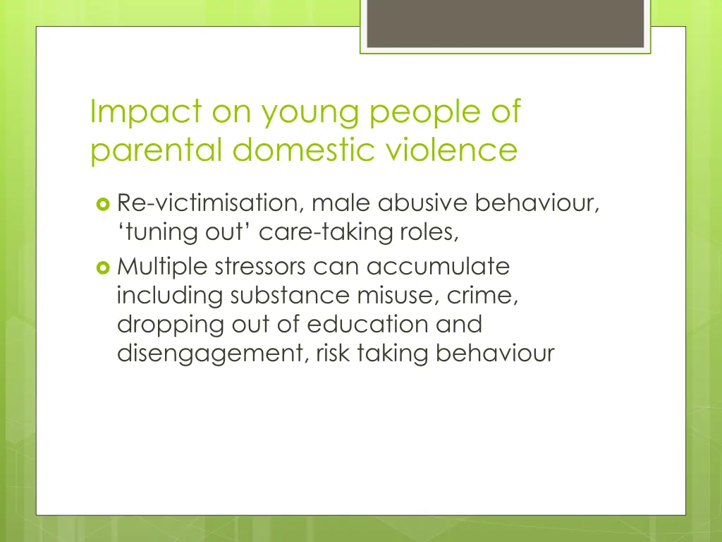 impact on young people of parental domestic
