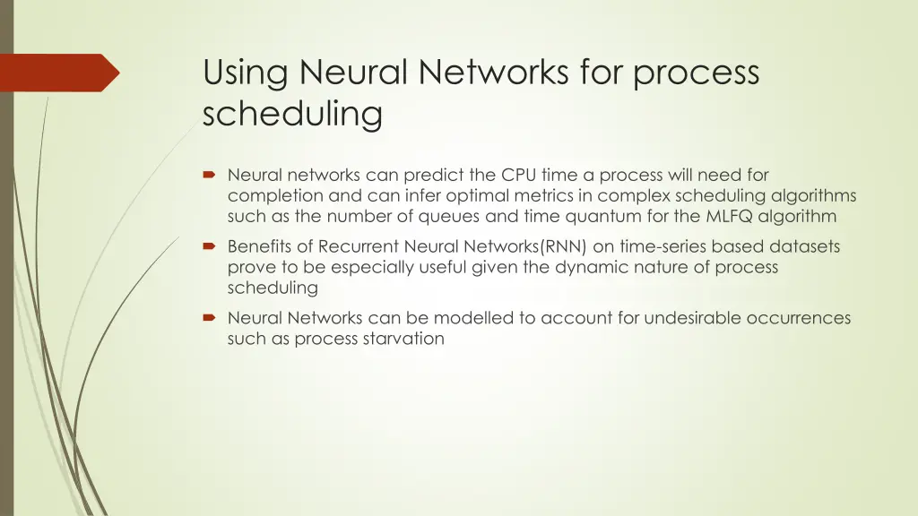 using neural networks for process scheduling