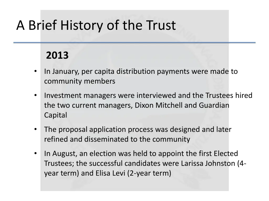 a brief history of the trust 1