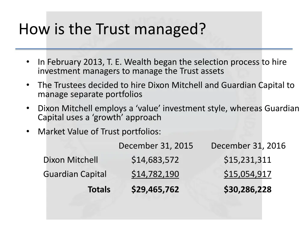how is the trust managed
