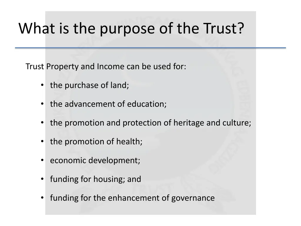 what is the purpose of the trust 1