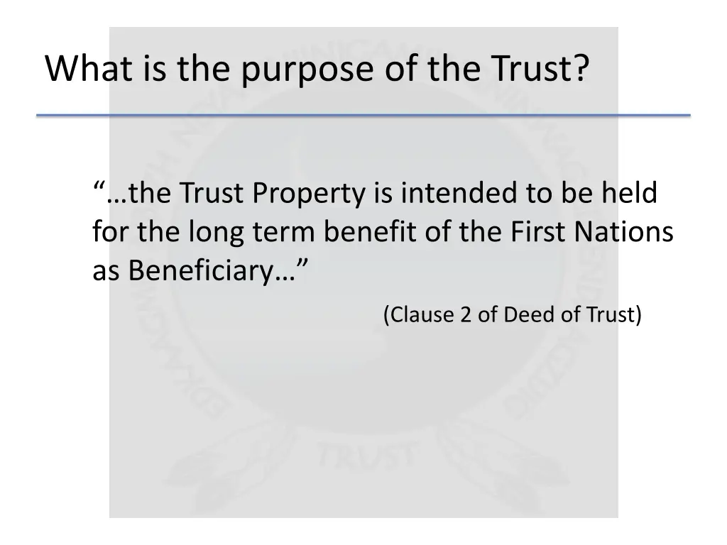 what is the purpose of the trust
