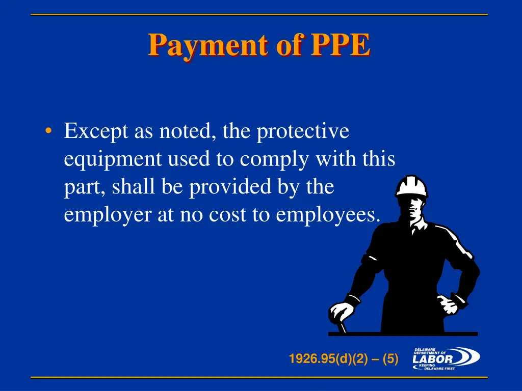 payment of ppe