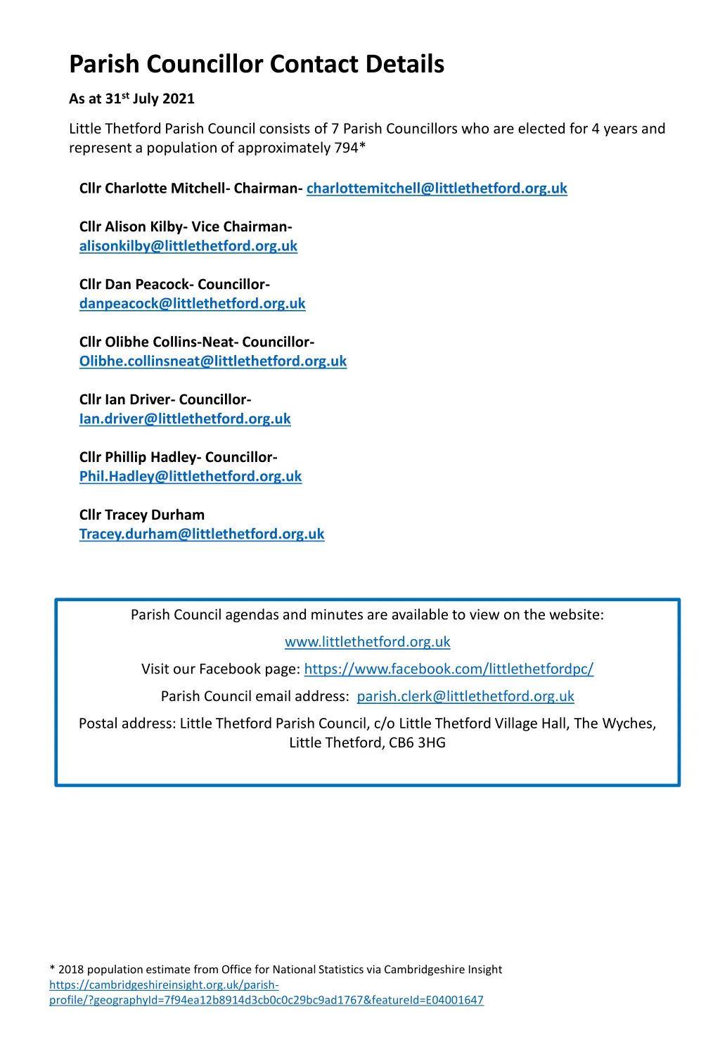 parish councillor contact details