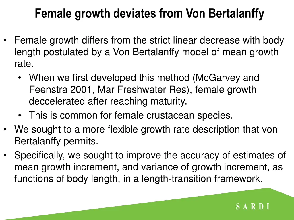 female growth deviates from von bertalanffy