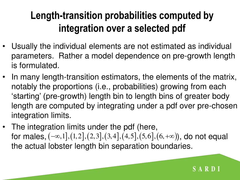 length transition probabilities computed