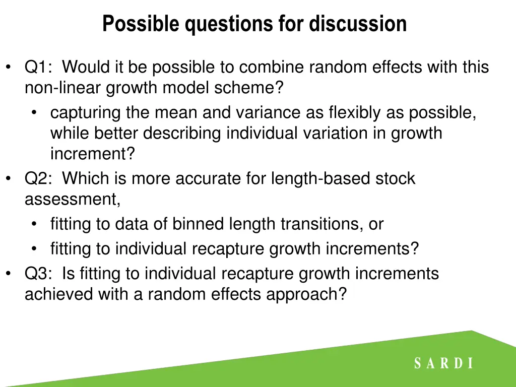possible questions for discussion