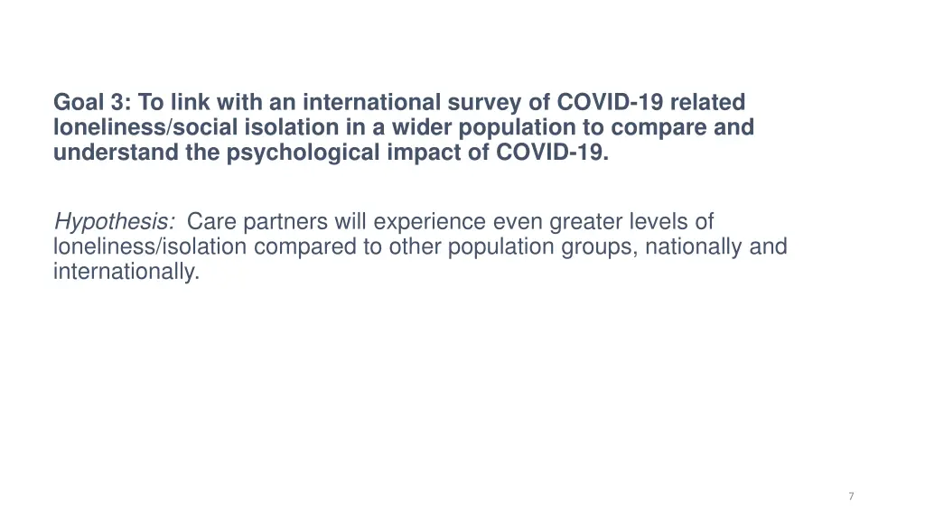 goal 3 to link with an international survey