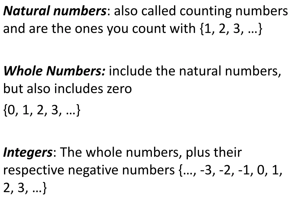 natural numbers also called counting numbers