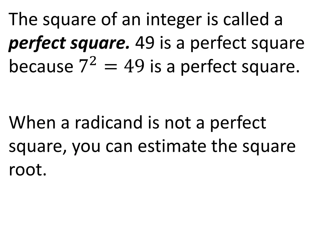 the square of an integer is called a perfect