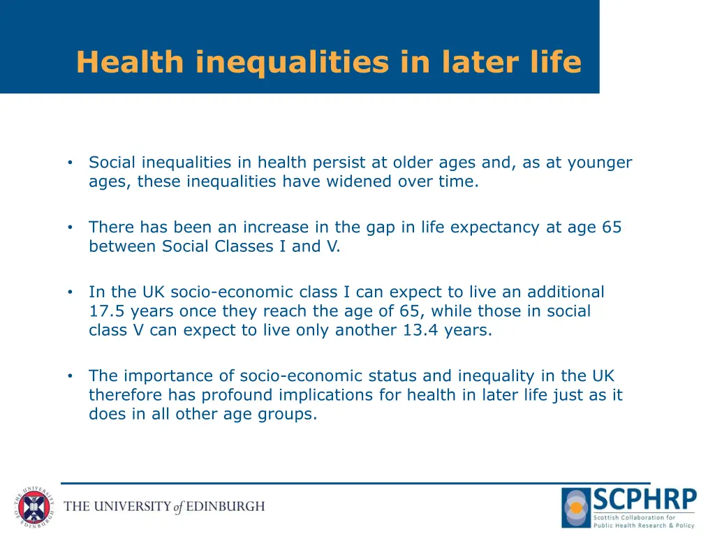 health inequalities in later life 1