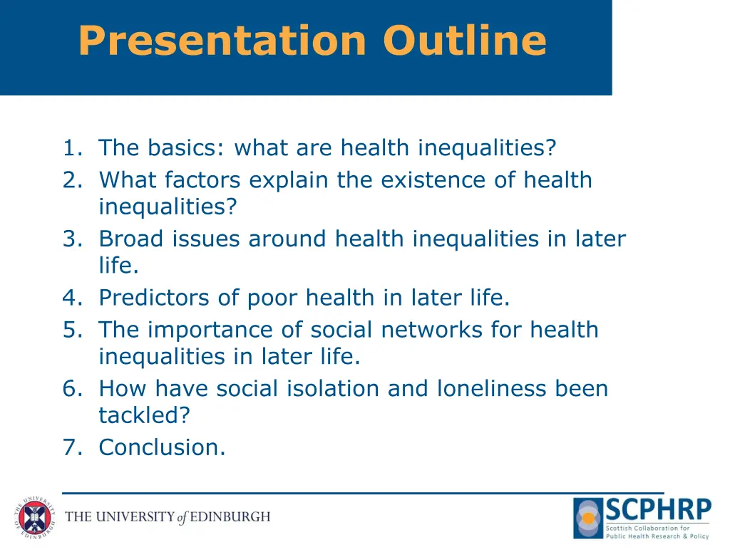 presentation outline